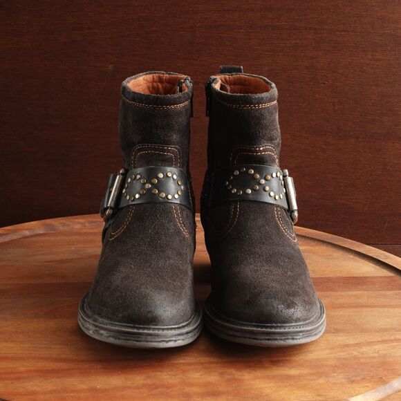 Josef Seibel Ankle Boots WMS SZ EU 37 US 6-6.5 Brown Suede Studded Western Zip - Picture 3 of 15